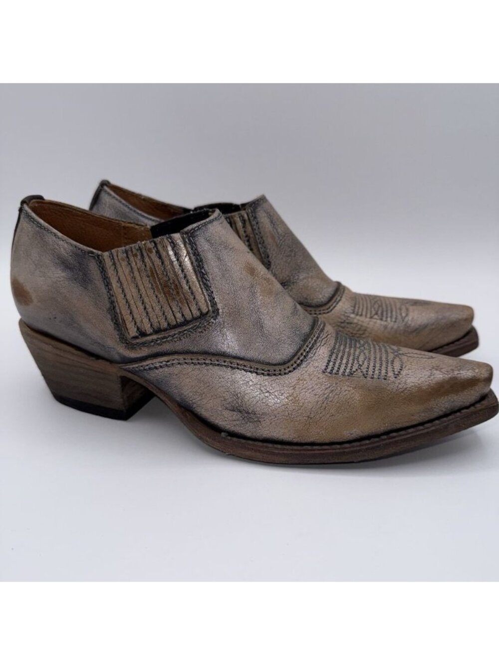 Freebird By Steven Wyoming Ankle Slip on Leather Bootie Pewter Women Size 8 NWOB